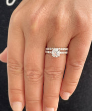 Load image into Gallery viewer, Cushion Cut Moissanite and Round Cut Sides Cvd Diamond Engagement Ring And Matching Band 14k Solid Rose Gold Wedding Bridal Set 2.10ctw