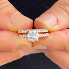 Load image into Gallery viewer, IGI Certified Cushion And Round Cut Diamond Engagement Ring And Matching Band Wedding Set Women's Bridal Set 14k Solid Rose Gold 2.30ctw