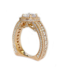 Load image into Gallery viewer, Oval Cut Moissanite Center And Round Cut Sides Engagement Ring Halo Style Bridal Wedding Ring Fligree Deco Design 14K Solid Rose Gold 4.00ct