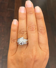 Load image into Gallery viewer, Round Cut Moissanite And Princess Cut Sides Engagement Ring And Matching Band Tension Set In 14k Solid And Heavy White Gold Wedding Set 1.70