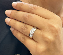 Load image into Gallery viewer, Round Cut Moissanite And Natural Diamonds Semi Bezel Set Engagement Ring Set In 14K Solid And Heavy White Gold Wedding Bridal Ring 0.96ctw