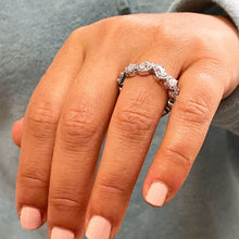 Load image into Gallery viewer, Round, Emerald, Princess, Oval Cut Moissanite Band 14k Solid White Gold Anniversary Band Unique Wedding Band Designer Anniversary Band 2.40