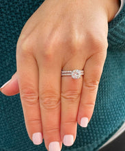 Load image into Gallery viewer, Round Cut Moissanite and Natural Side Diamonds Engagement Ring And Matching Band Set In 14k Solid Rose Gold Bridal Set Wedding Set 2.10ctw