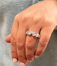 Load image into Gallery viewer, Round, Emerald, Princess, Oval Cut Moissanite Band 14k Solid White Gold Anniversary Band Unique Wedding Band Designer Anniversary Band 2.40