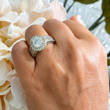 Load image into Gallery viewer, Oval Shape Moissanite And Round CVD Diamond Engagement Ring 14K Solid And Heavy (over 10gr) Yellow Gold Halo Style Bridal Wedding Ring 4.00