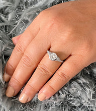 Load image into Gallery viewer, Round Cut Moissanite And Natural Side Diamond Engagement Ring Bezel Set In 14k Solid White Gold Wedding Bridal Anniversary Ring 0.94ctw