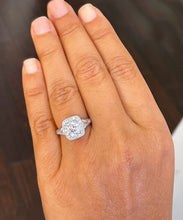 Load image into Gallery viewer, GIA Certified Natural Round Cut Center And Round And Baguettes Sides Diamond Halo Engagement Ring Bridal Ring 14k Solid White Gold 1.60ctw