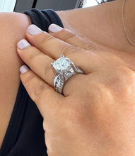 Load image into Gallery viewer, Cushion Cut Center Moissanite And CVD Round Cut Side Diamond Engagement Ring 14k Solid And Heavy White Gold Women's Wedding Ring 6.50ctw