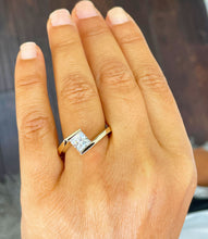 Load image into Gallery viewer, Princess Cut Diamond Engagement Ring Tension Set IGI Certified Set In 14k Solid Yellow Gold Wedding Ring Solitaire Style Bridal Ring 1.20ct