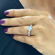 Load image into Gallery viewer, Round Cut Moissanite Engagement Ring Eternity Style Set In 14k Solid White Gold Bridal Eternity Ring Prong Set Wedding Bridal Ring 4.00ctw