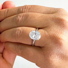 Load image into Gallery viewer, Oval Cut Moissanite Engagement Ring 14k Solid White Gold Wedding Ring Four Prong Bridal Ring Solitaire Style Propose Ring Minimalist 3.00ctw
