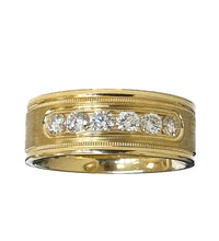 Load image into Gallery viewer, Round Cut Natural Diamonds Men's Ring Set In Men's 14K Solid And Heavy Yellow Gold Men's Band Channel Set Style Men's Diamond Band 0.50ctw