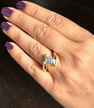 Load image into Gallery viewer, Round Cut Diamond Engagement Ring Tension Set Solitaire Ring IGI Certified 14k Solid And Heavy yellow gold Unique Wedding Bridal Ring 1.00ct