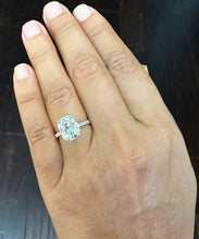 Load image into Gallery viewer, Cushion Cut Moissanite And Round Cut Sides Natural Diamonds Engagement Ring Solitaire Four Prong Wedding Ring 14K Solid Yellow Gold 5.00ctw