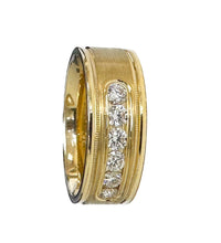 Load image into Gallery viewer, Round Cut Natural Diamonds Men's Ring Set In Men's 14K Solid And Heavy Yellow Gold Men's Band Channel Set Style Men's Diamond Band 0.50ctw