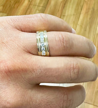 Load image into Gallery viewer, Round Cut Natural Diamonds Men's Ring Set In Men's 14K Solid And Heavy Yellow Gold Men's Band Channel Set Style Men's Diamond Band 0.50ctw