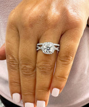 Load image into Gallery viewer, Cushion Cut and Round Cut Diamond Engagement Ring And Matching Band Halo Style IGI 14K Solid White Gold Wedding Bridal Set 3.00ctw F-VS2