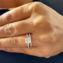 Load image into Gallery viewer, Princess Cut Moissanite and Round Cut Sides Natural Diamond Engagement Ring And Matching Band 14k Solid Rose Gold Wedding Bridal Set 2.10ctw