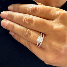 Load image into Gallery viewer, Princess Cut Moissanite and Round Cut Engagement Ring And Matching Band Wedding Ring And Band 14k Solid Rose Gold Bridal Set For Her 2.10ctw