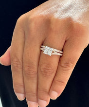 Load image into Gallery viewer, Princess Cut Moissanite and Round Cut Engagement Ring And Matching Band Wedding Ring And Band 14k Solid Rose Gold Bridal Set For Her 2.10ctw