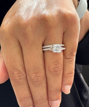 Load image into Gallery viewer, Princess Cut Moissanite and Round Cut Engagement Ring And Matching Band Wedding Ring And Band 14k Solid Rose Gold Bridal Set For Her 2.10ctw