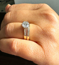 Load image into Gallery viewer, Round Cut IGI Certified Diamond Engagement Ring And Matching Band Wedding Set Prong Set Bridal Set For Her 14K Solid Yellow Gold2.00ct F-VS2