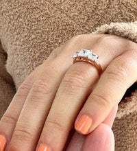 Load image into Gallery viewer, Princess Cut Moissanite Engagement Ring Three Stone Style Wedding Bridal Ring Set In 14k Solid Rose Gold Anniversary Ring For Her 2.50ctw