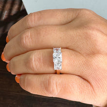 Load image into Gallery viewer, Princess Cut Diamond Engagement Ring IGI Certified 14k Solid Rose Gold Wedding Ring Three Stone Style Bridal Wedding Ring For Her 2.50ctw