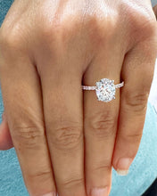 Load image into Gallery viewer, Oval Shape Moissanite and Round Cut Sides Engagement Ring Minimalist Wedding Bridal Ring For Her Prong Set Women's 14k Solid Rose Gold 5.25