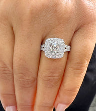 Load image into Gallery viewer, Cushion Cut And Round Cut Diamond Engagement Ring Double Halo Split shank IGI Certified Double Halo Women's 14k Solid White Gold 2.00ctw