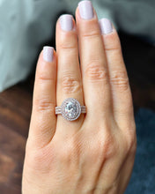 Load image into Gallery viewer, IGI Certified Oval Shape And Round Cut Sides Diamond Engagement Ring Double Halo Triple Shank Wedding Bridal Ring 14k Solid Rose Gold 2.70ct