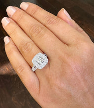 Load image into Gallery viewer, Cushion Cut Moissanite And Round Cut Sides Cvd Diamond Engagement Ring Double Halo Women's 14k Solid White Gold Bridal Halo Ring 2.00ctw