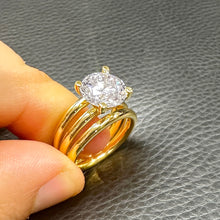 Load image into Gallery viewer, Round Cut Moissanite Engagement Ring Solitaire Four Prong Set Wedding Ring Right Hand Ring 14k Solid And Heavy Yellow Gold Ring For Her 4.00
