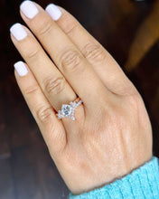 Load image into Gallery viewer, Asscher Cut Moissanite and Round And Pear Shape Sides Engagement Ring And Matching Band Set In 14k Solid Rose Gold Wedding Bridal Set 2.50ct