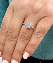 Load image into Gallery viewer, Round Cut Moissanite Center and Round Cut Sides Engagement Ring Dainty 14k Solid White Gold Wedding Bridal Ring Half Eternity Style 1.60ctw