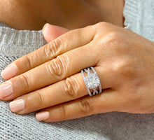 Load image into Gallery viewer, Cushion Cut Moissanite and Round Cut Sides Cvd Diamond Engagement Ring And Two Matching Bands Halo Wedding Set 14k Solid White Gold 3.40ctw