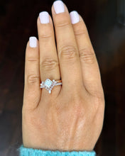 Load image into Gallery viewer, Asscher Cut Moissanite and Round And Pear Shape Sides Engagement Ring And Matching Band Set In 14k Solid Rose Gold Wedding Bridal Set 2.50ct