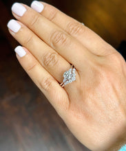Load image into Gallery viewer, Round Cut Center Moissanite and Round And Pear Shape On Sides Engagement Ring And Matching Band Set In 14k Solid White Gold Bridal Set 1.90