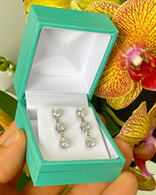 Load image into Gallery viewer, Round Cut Moissanite Dangling Earrings Bridal Gift Set In 14K Solid White Gold Wedding Anniversary gift Studs Style In Prong set 2.00ctw