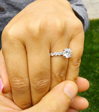 Load image into Gallery viewer, Round Cut Moissanite Engagement Ring Eternity Style Bridal Ring Prong Set Wedding Ring Set In 14k Solid White Gold Propose Ring For Her 4.00