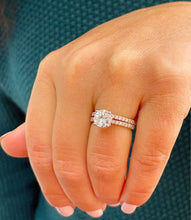 Load image into Gallery viewer, Round Cut Moissanite Engagement Ring And Matching Band Bridal Set Women's Wedding Ring and Band In 14k Solid Rose Gold Ring Set 2.10ctw
