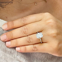 Load image into Gallery viewer, Cushion Cut Moissanite And Round Cut Natural Sides Diamonds Engagement Ring Solitaire Set In 14K Solid Yellow Gold Wedding Ring 5.00ctw