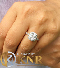 Load image into Gallery viewer, Cushion Cut Moissanite And Round Cut Sides Engagement Ring In 14k Solid White Gold Bridal Ring Halo Style Wedding Propose Ring For Her 2.50