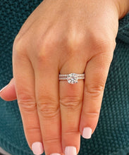 Load image into Gallery viewer, Round Cut Moissanite Engagement Ring And Matching Band Bridal Set Women's Wedding Ring and Band In 14k Solid Rose Gold Ring Set 2.10ctw