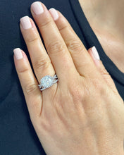 Load image into Gallery viewer, Cushion Cut Moissanite and Round Cut Sides Halo Engagement Ring And Matching Band Set In 14k Solid White Gold Wedding Set Bridal Ring 3.00ct