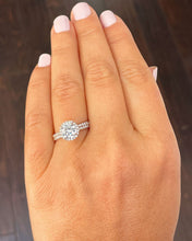 Load image into Gallery viewer, Round Cut Diamond Engagement Ring And Matching Band Halo Style Wedding Bridal Set IGI Certified 14k Solid Rose Gold Women's Ring Set 2.00ctw