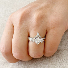 Load image into Gallery viewer, Asscher Cut And Round And Pear Shape Sides Diamond Engagement Ring And Matching Band IGI Certified 14k Solid Yellow Gold Ring Set 2.20ctw