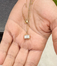 Load image into Gallery viewer, Emerald Moissanite Bezel Solitaire Necklace And Chain Pendant Bridal Gift Wedding And Anniversary Gift Women's 14k Solid Yellow Gold 2.00ct
