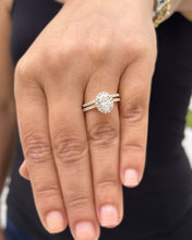 Load image into Gallery viewer, Oval Cut Moissanite And Round Cut Sides Engagement Ring And Matching Band Halo Style Set In 14K Solid Yellow Gold Bridal Wedding Set 1.80ctw