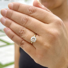 Load image into Gallery viewer, Round cut Moissanite Engagement Ring Solitaire 14k Solid Yellow Gold Bridal Wedding Ring For Her Anniversary Ring Four Prong Set 2.00ctw